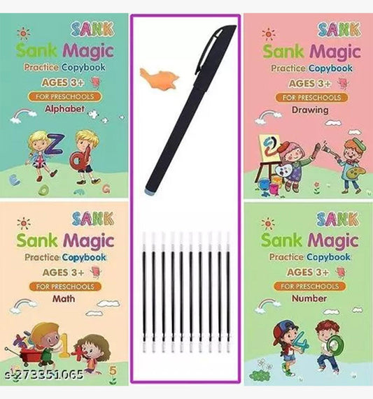 Handwriting Practice Copybook📚, (4 Book + 1 Pen+ 10 Refill +1 Grip)✍